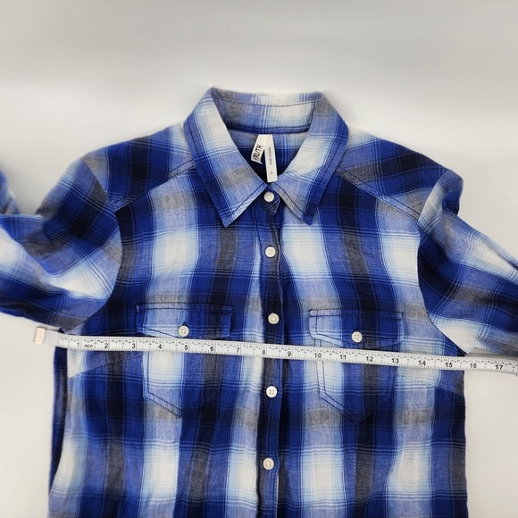 Live 4 Truth Womens S Blue Plaid Long Sleeve Button up 100% Cotton Fall Layers - Picture 5 of 10